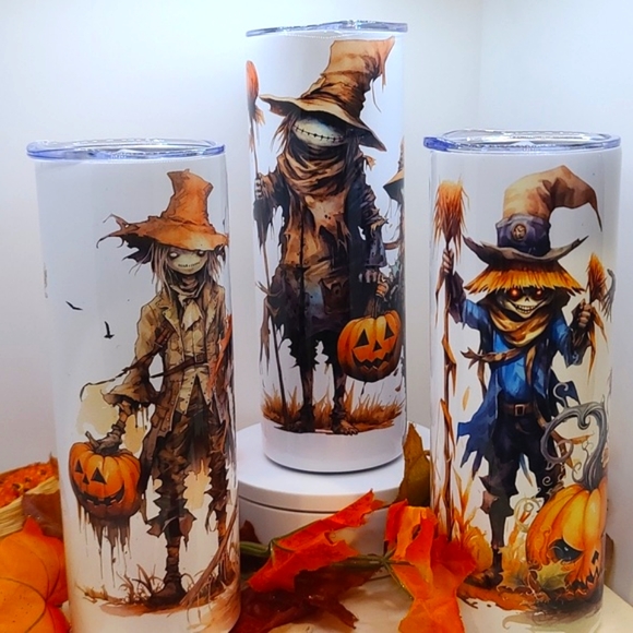 Scarecrow 3 Set Different Styles Of Fall Stainless Steel Skinny Tumblers NWT - Picture 2 of 8